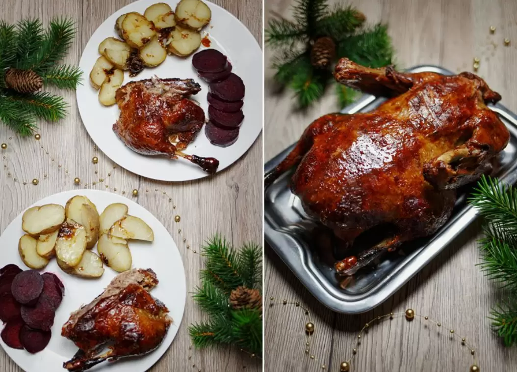 Непревзойденная утка с яблоками и свеклой для праздничного стола